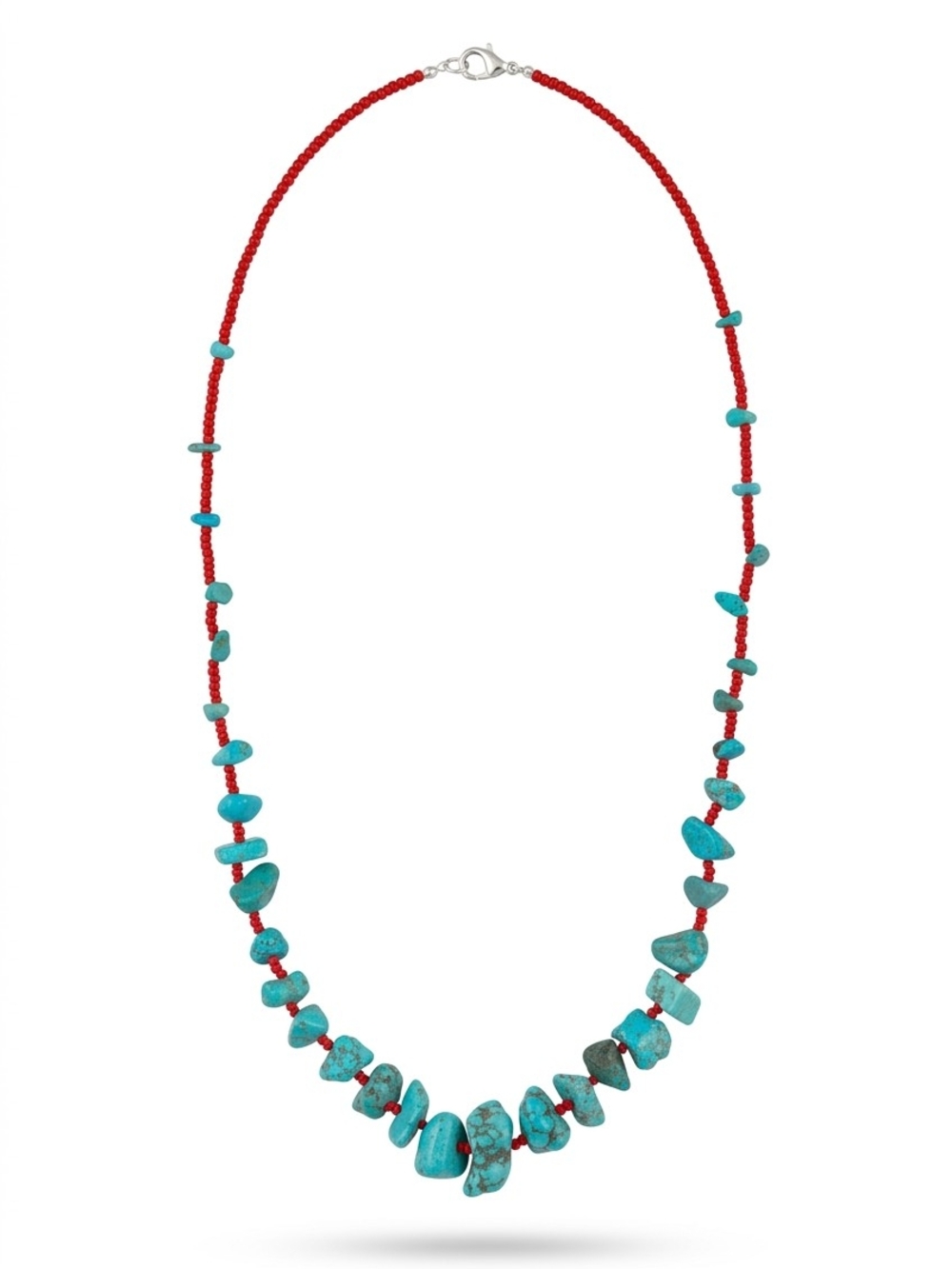 Southwest Turquoise & Red Bead Necklace